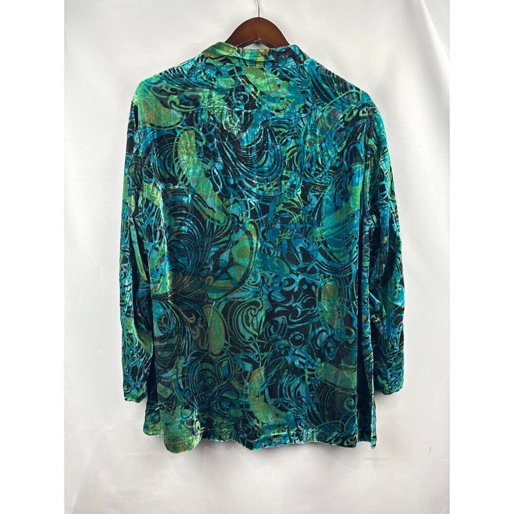 Women’s Chicos Size 2 Multicolor Velvet Button Up Shirt - Picture 3 of 4